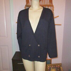 Vtg Liz Claiborne Knit Cardigan Sweater Size M Wool Blend Double Breasted Button